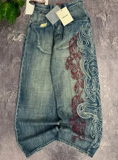 Retro Washed Loose Jeans