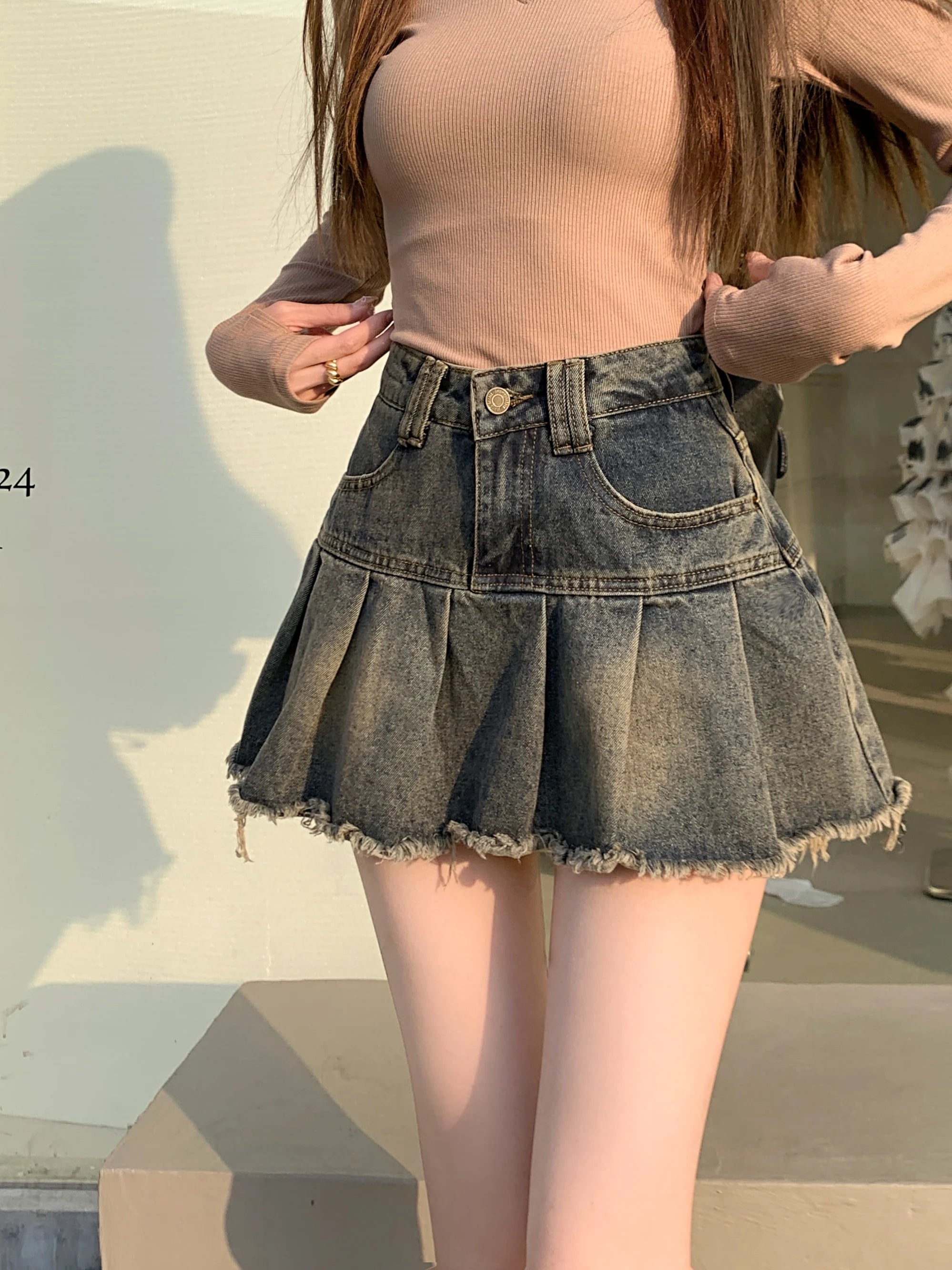 High Waist Denim Short Skirt