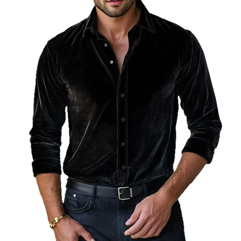 Luxury Velvet Button-Down Shirt