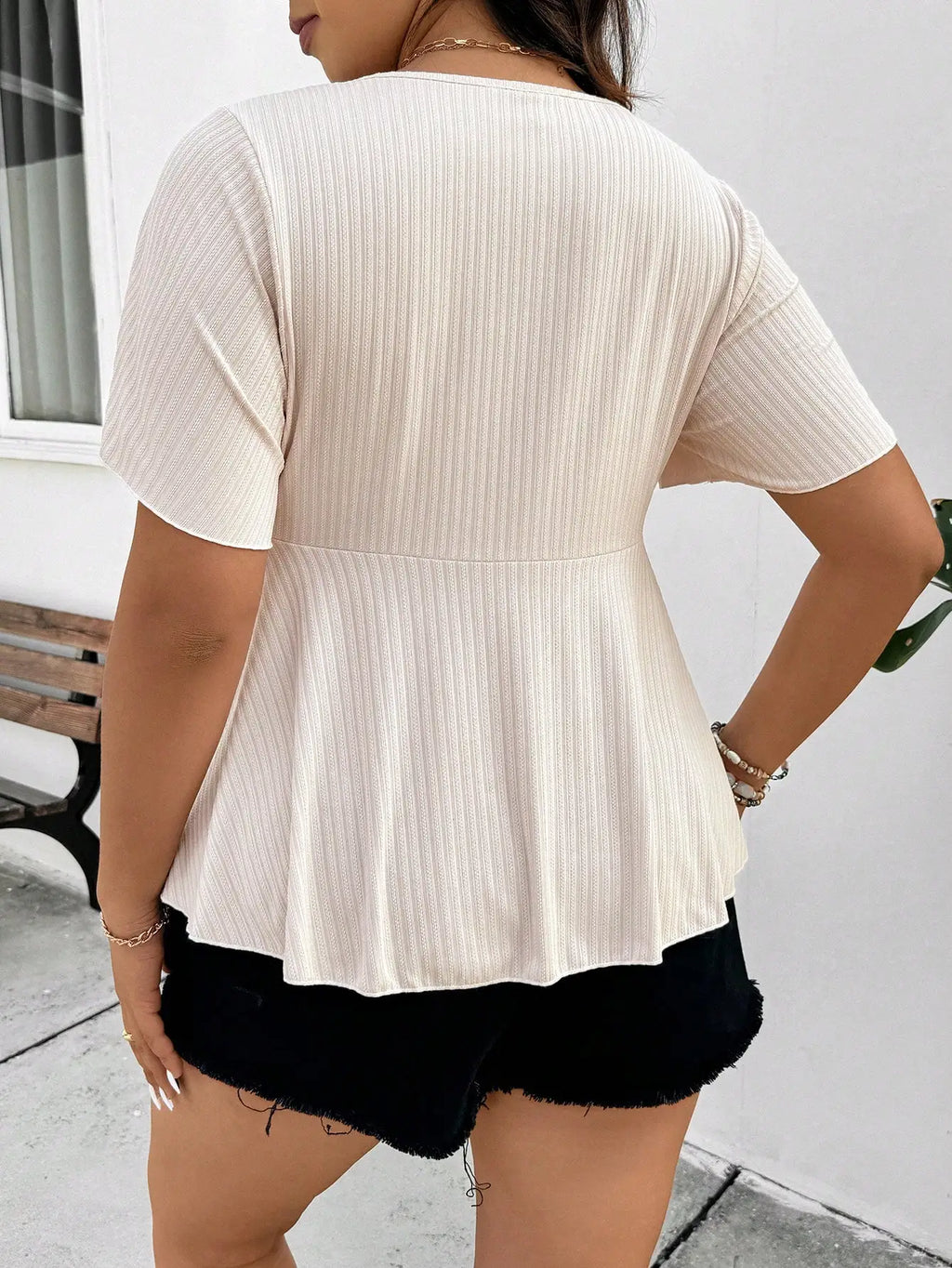 Ruched Bust Flutter Sleeve Babydoll Blouse