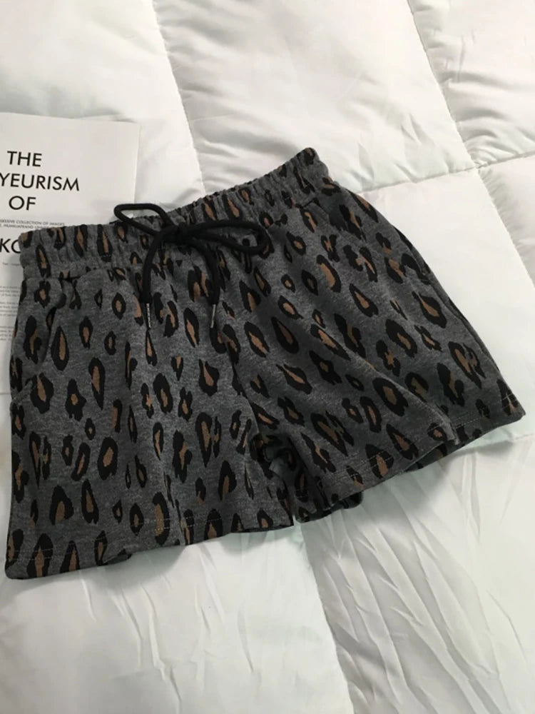 Leopard Print Wide Leg Shorts