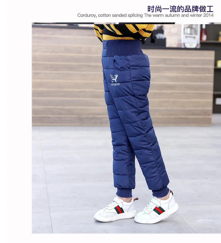 Boys Girls Down Cotton Trousers 2021 New Winter Thicken Warm Baby Waterproof Kids Pant 2-12 years old for Children Sweatpants