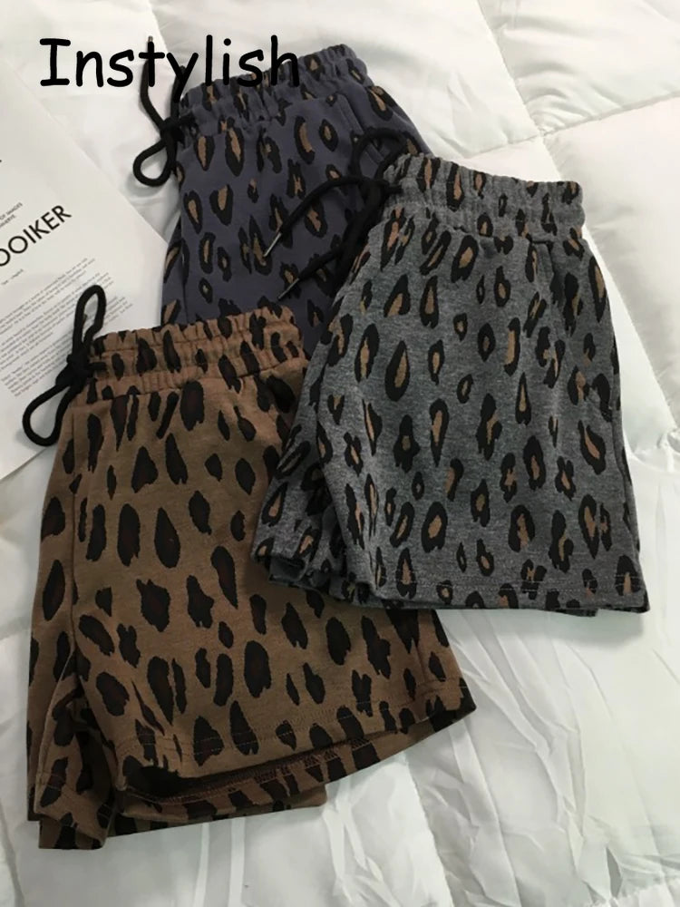 Leopard Print Wide Leg Shorts