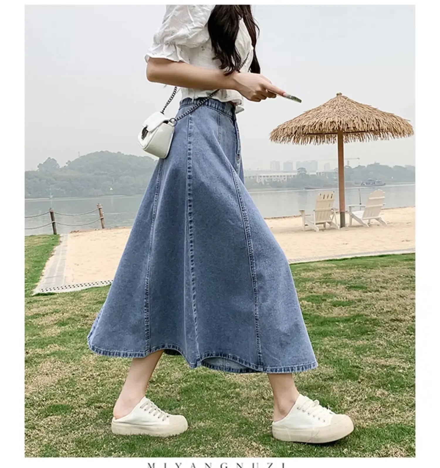 High-Waisted Jean Skirt