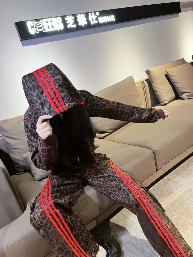 Leopard Print Sports Suit