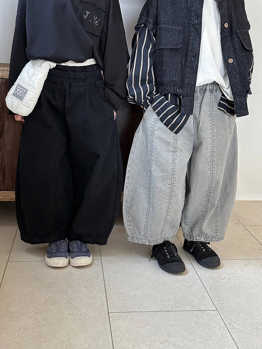 Children Clothes Kids Casual Loose Pants 2025 Boys Spring Loose Wide Legs Solid Color Fashionable Simple Kids Trousers