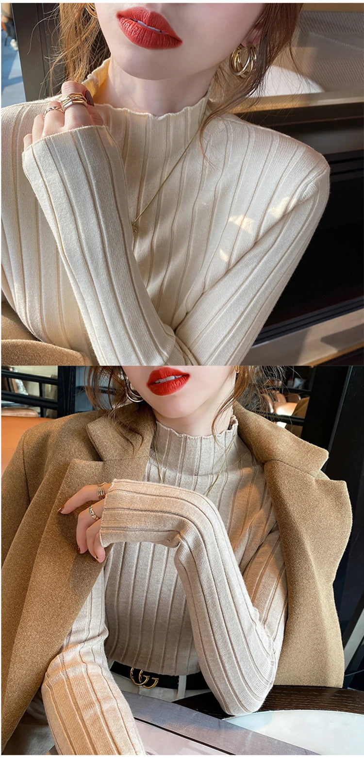 Knitted Ribbed Turtleneck Sweater