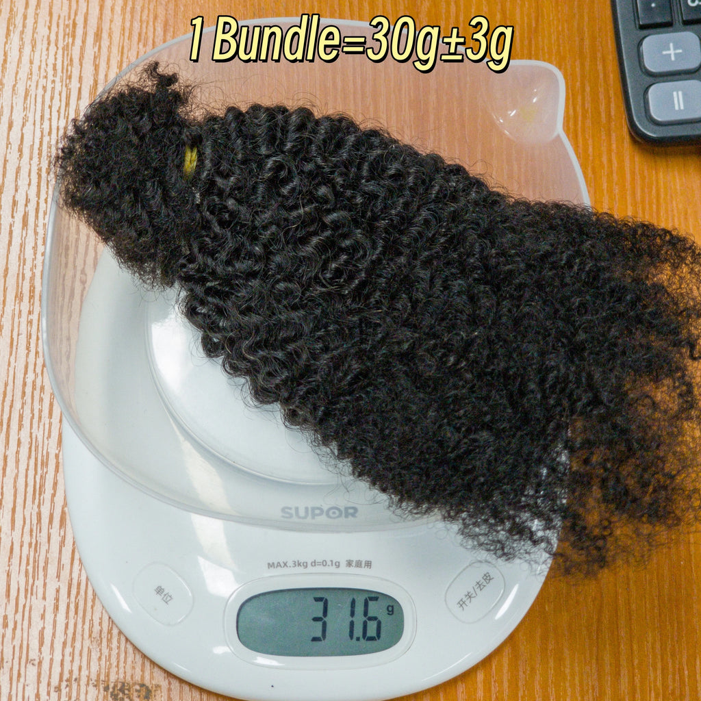 1B# 4C Afro Kinky Curly Human Hair Bulk Extension