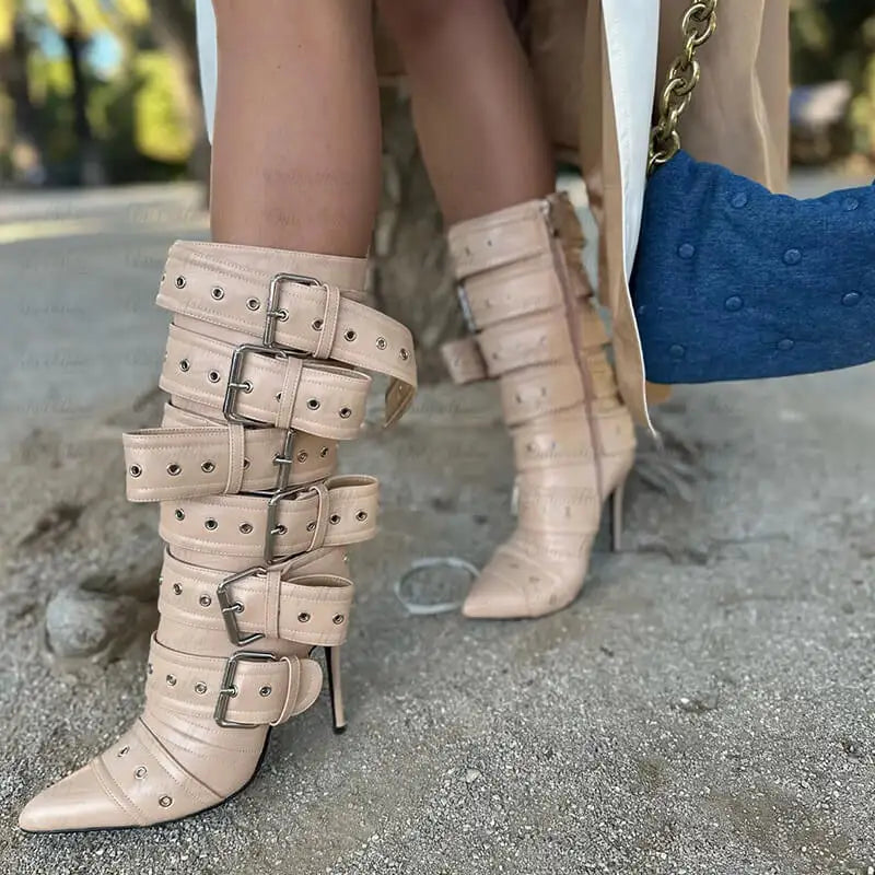 Pointed Toe Mid-Calf Boots