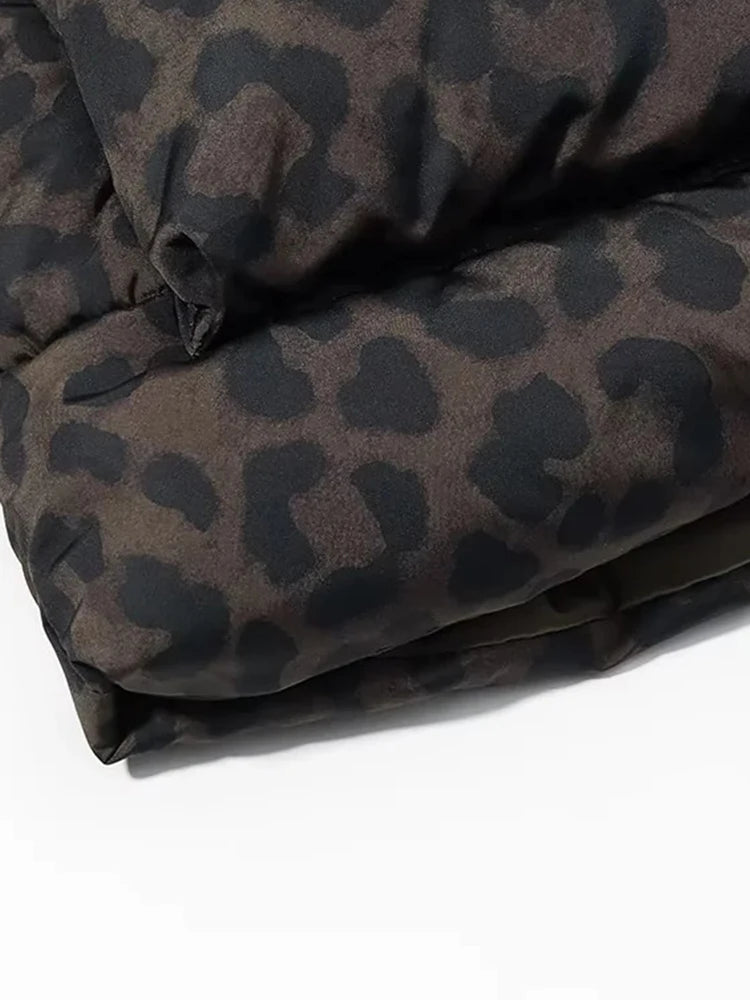 Leopard Print Down Cotton-Padded Jacket