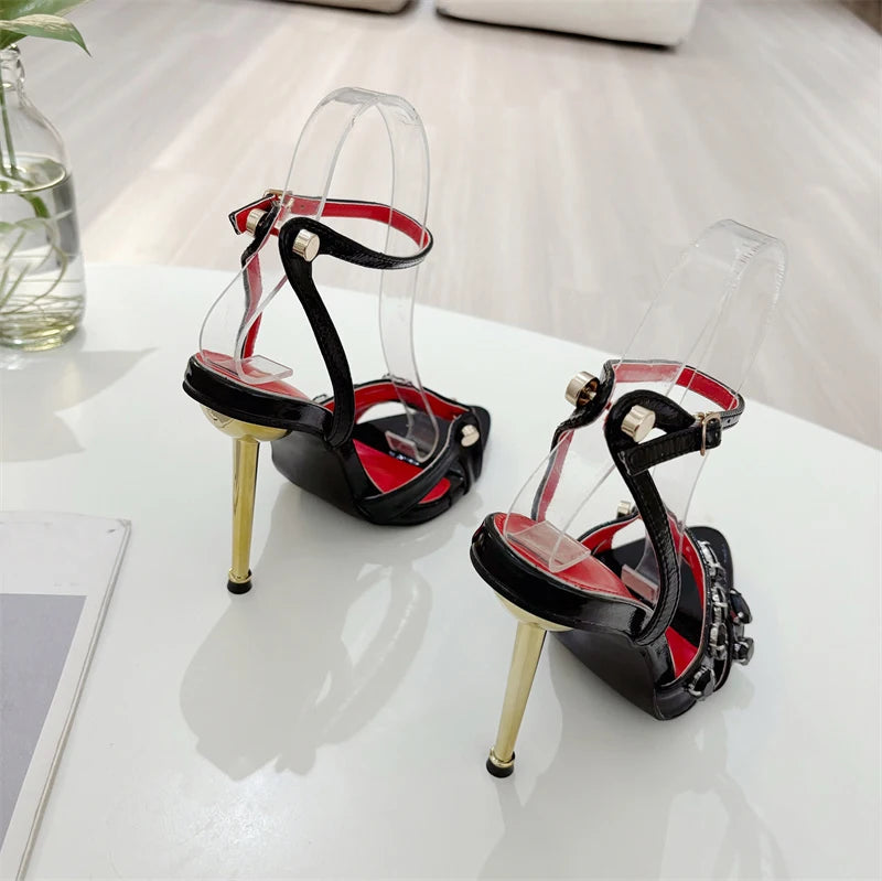 Rivet Narrow Band Metal Thin High Heels