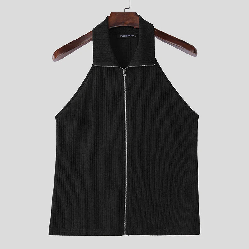 Knitted Texture Hanging Neck Top