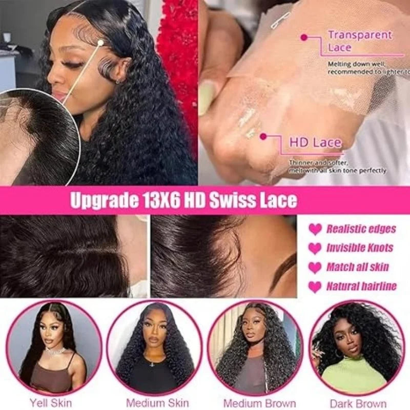 Natural Curly Deep wig 40 Inch HD Lace Wig