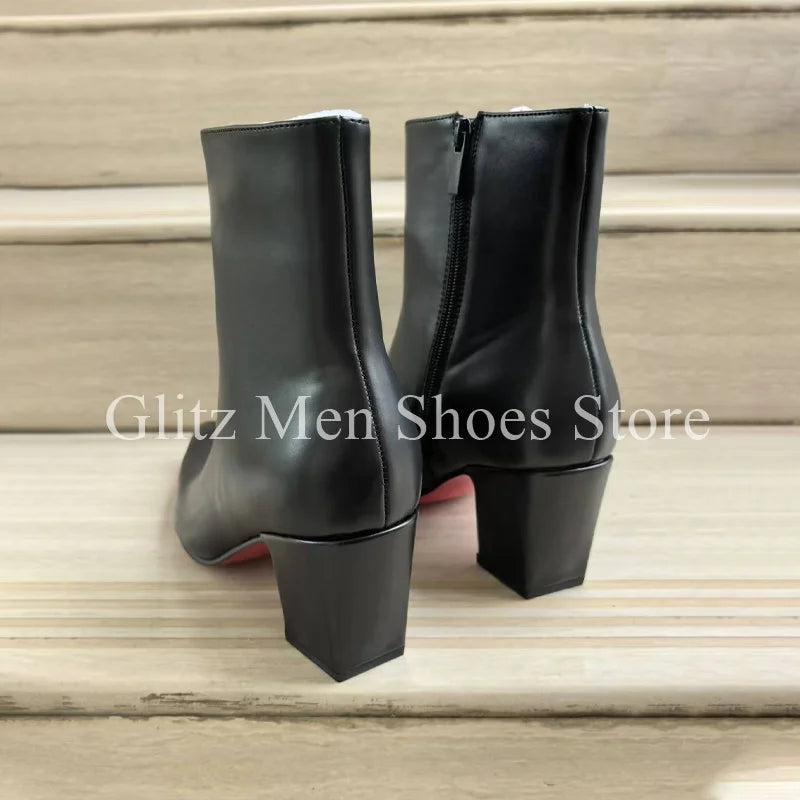 Pointed Chunky Heel Boots