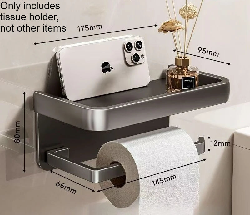 Non Perforated Bathroom Phone Storage Anti Slip and Anti Falling Roll Paper Holder Roll Paper Drawer Universal Sanitary Rack