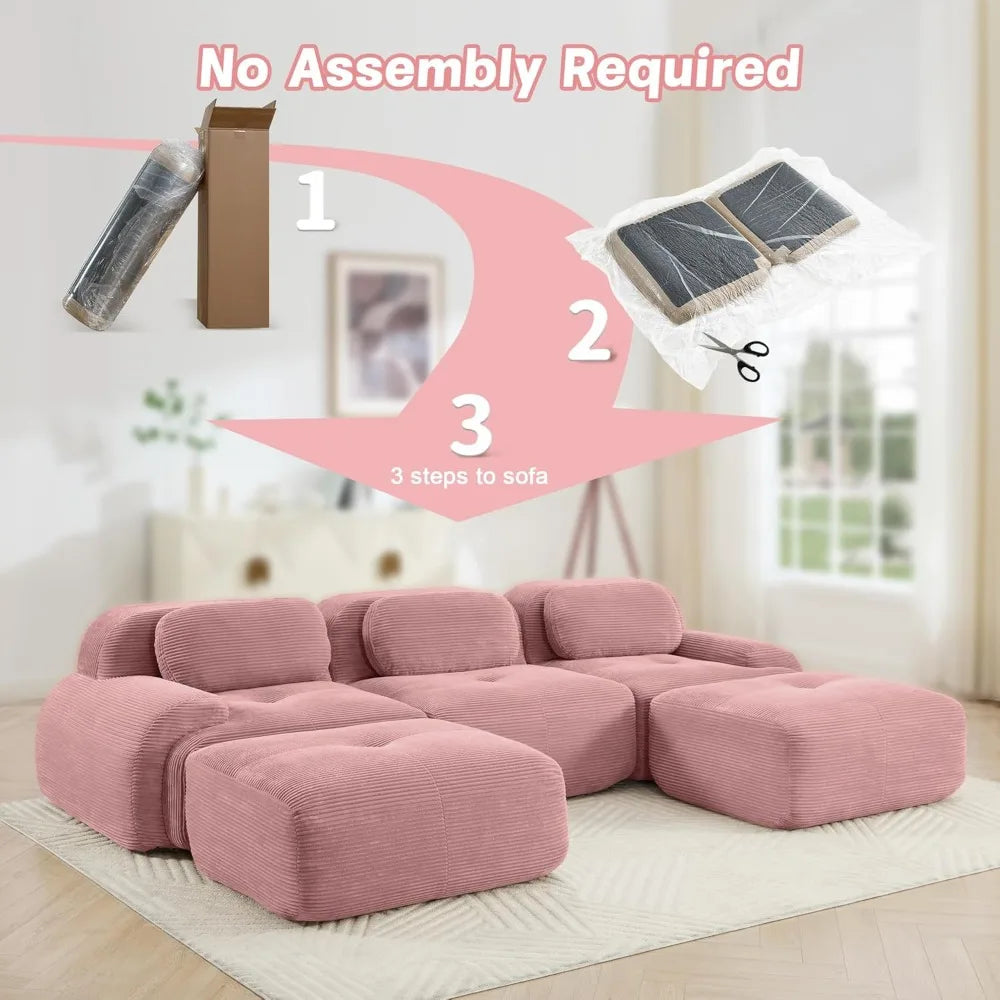 117.3" U-Shaped Cloud Couch Modular Sectional Sofa