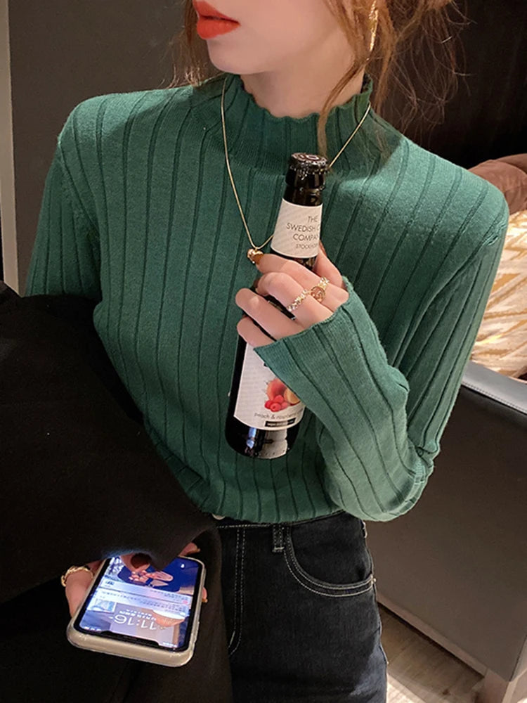 Knitted Ribbed Turtleneck Sweater