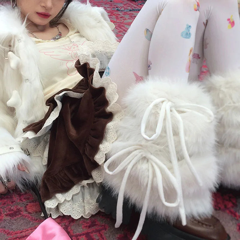 Faux Rabbit Fur Leg Warmers