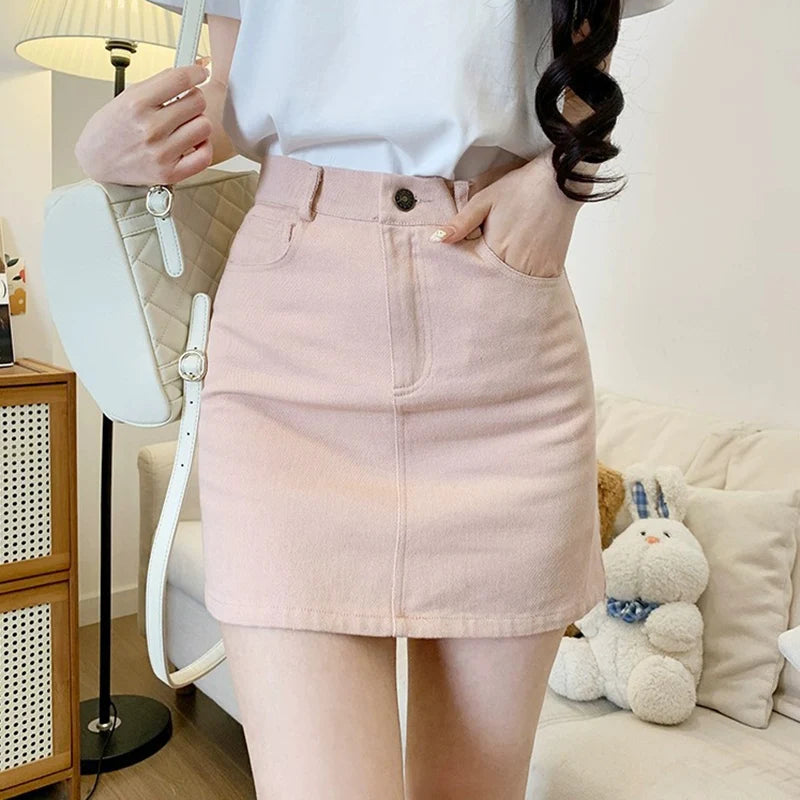 Pink Denim Skirt