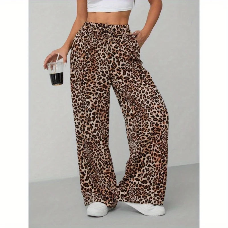 Leopard Print Straight Leg Pants