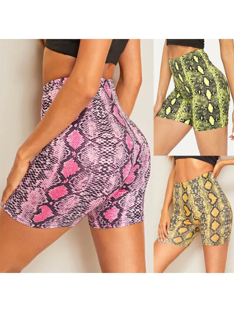 Snake Print High Waist Shorts
