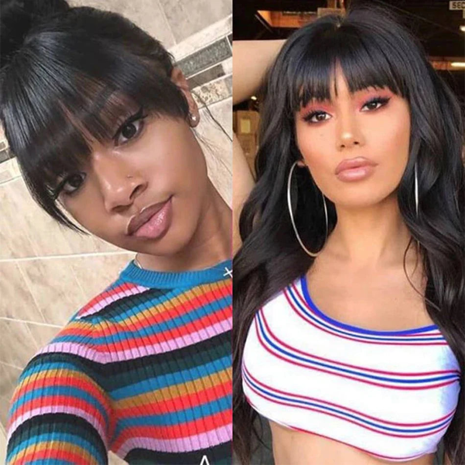 Body Wave Human Hair Wig With Bangs