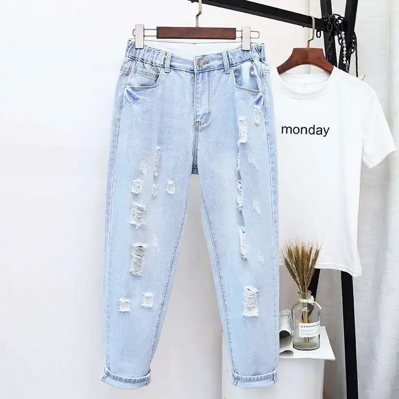 High Waist Denim Trousers
