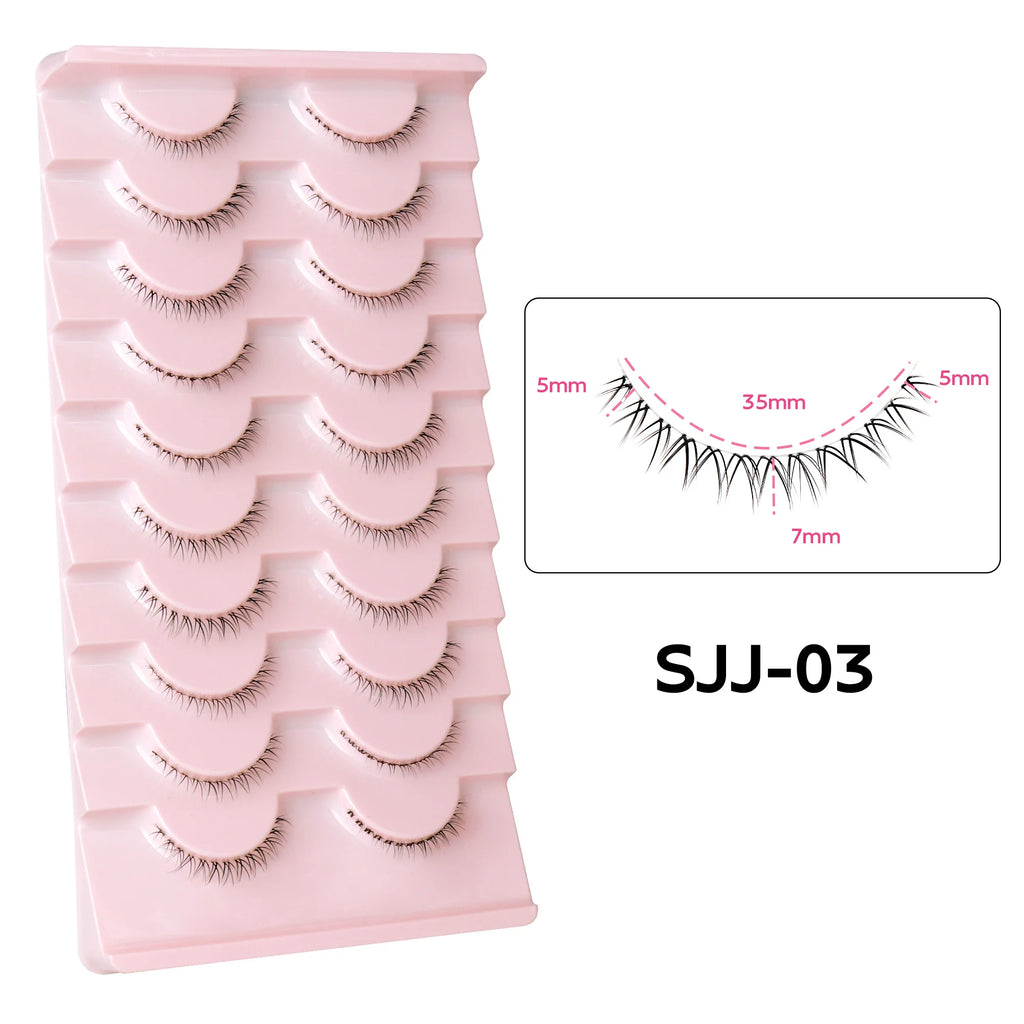 10Pairs Bottom Eyelashes Manga Lower Lashes Clear Band Wispy Small Flame Under Eye Lashes Korean Makeup Cosplay Tools