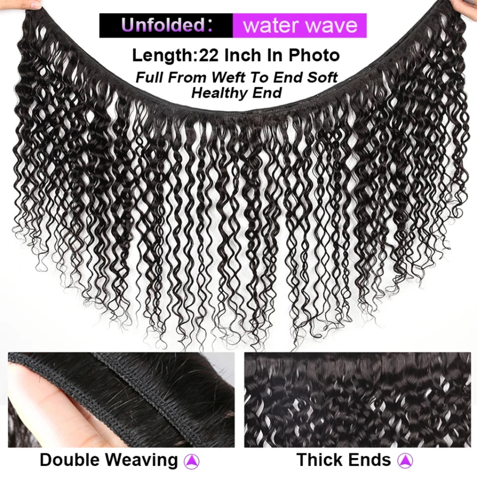 15A Malaysian Hair Bundles With Frontal Kinky Curly Bundles With Frontal 13x4 Ear to Ear Lace Frontal Human Hair Weave Extension