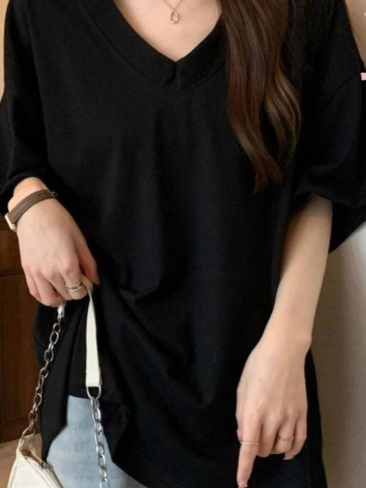 Loose Casual V-Neck Short Sleeve T-Shirt