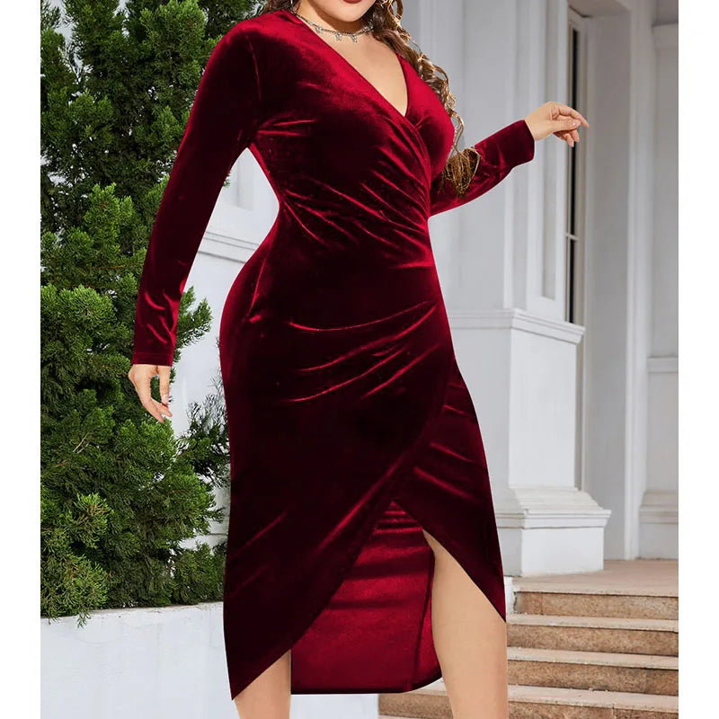 Velvet Ruched Bodycon Dress