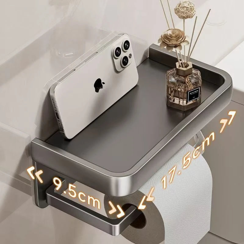 Non Perforated Bathroom Phone Storage Anti Slip and Anti Falling Roll Paper Holder Roll Paper Drawer Universal Sanitary Rack