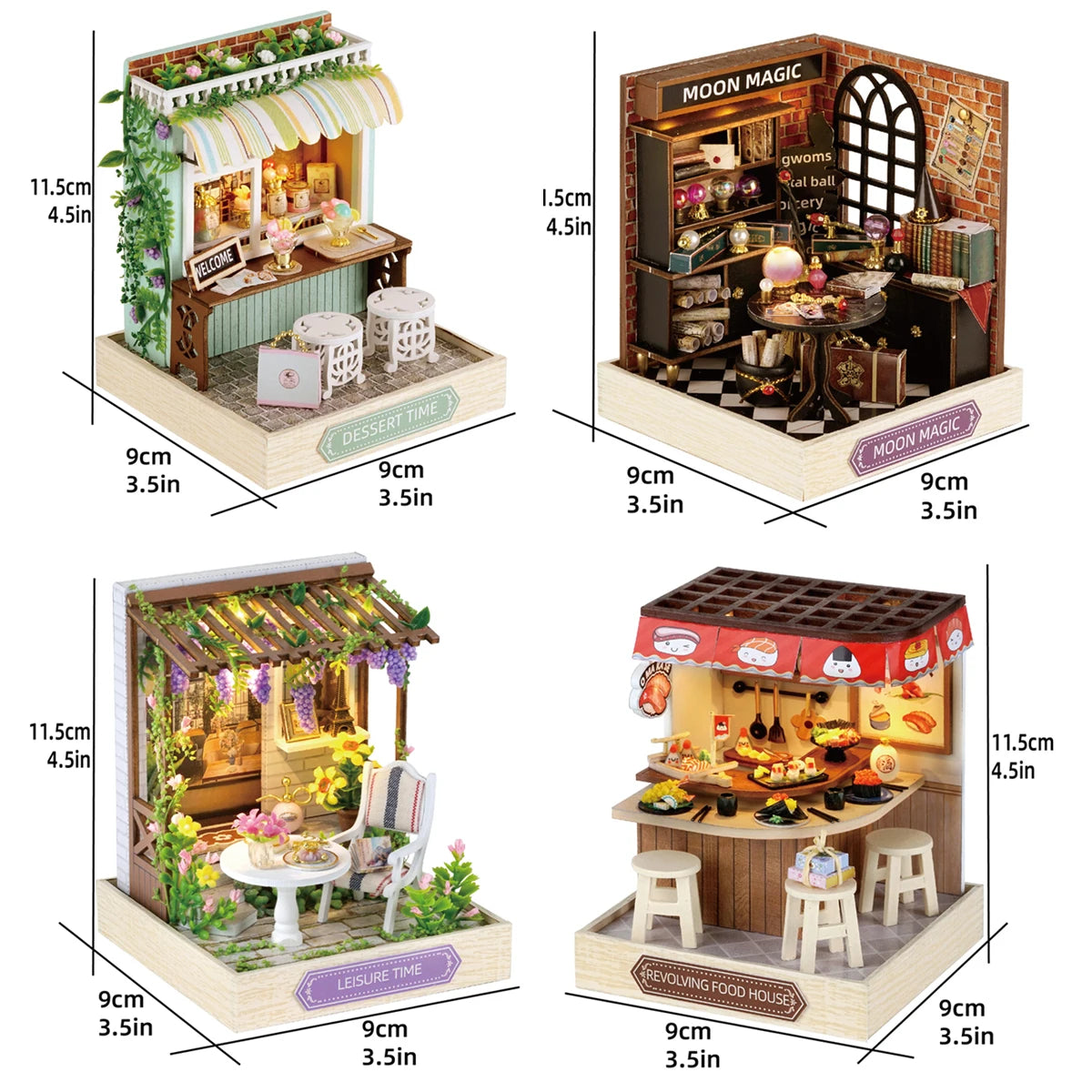 Wooden Miniature Doll House DIY Handmade Assembly Model Building Kit With Dust Cover