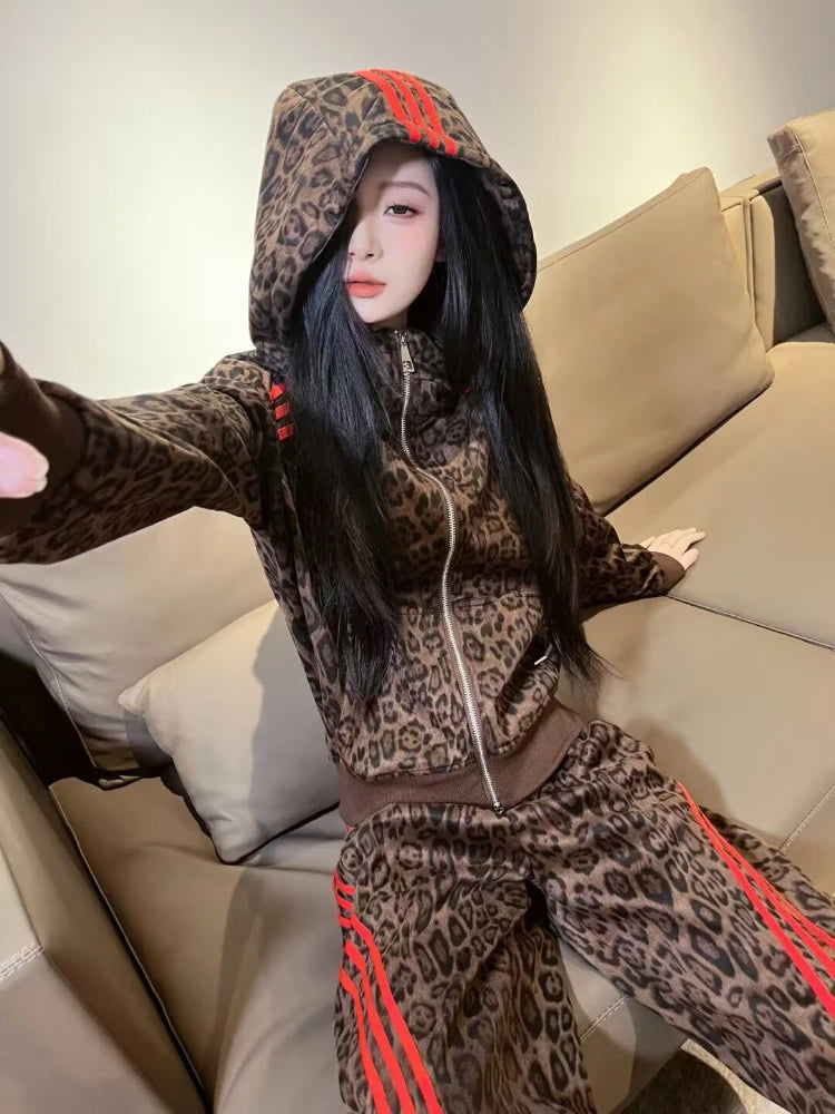 Leopard Print Sports Suit