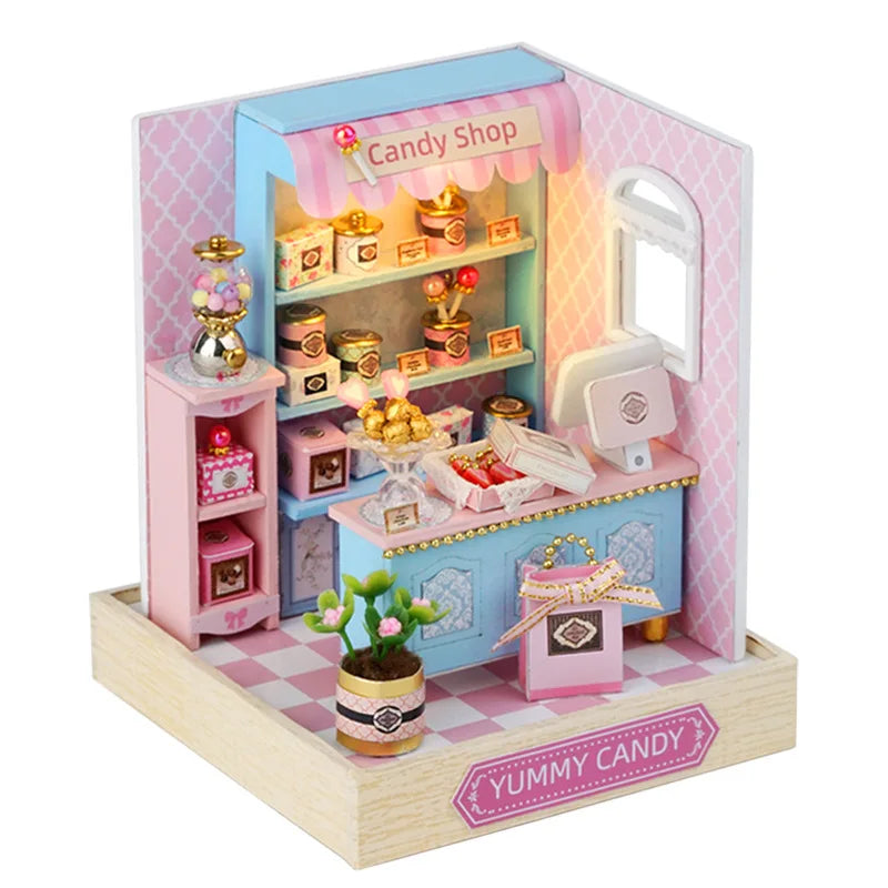 Kids Wooden Miniature Dollhouses Kit