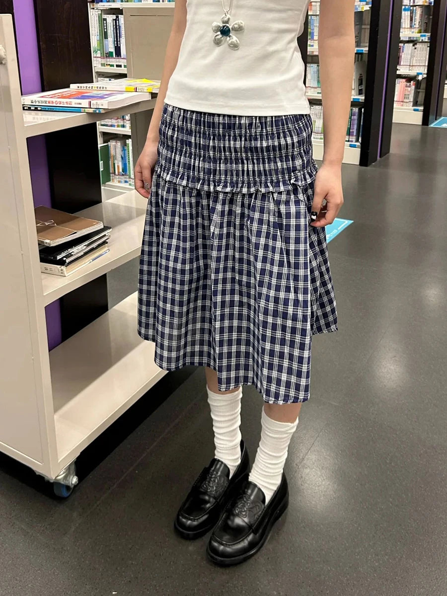 Plaid Knee-Length Skirt