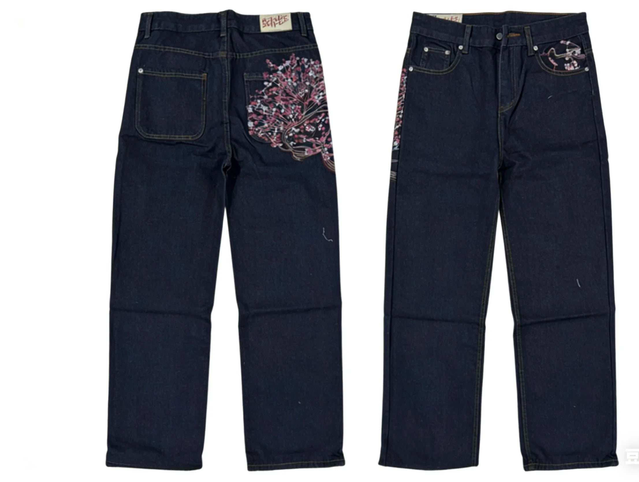 Wings Embroidered High-Waist Jeans