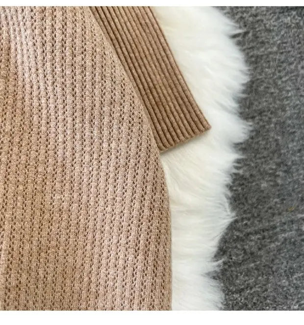 Zipper Hooded Slim Fit Knitted Sweatshirt Set