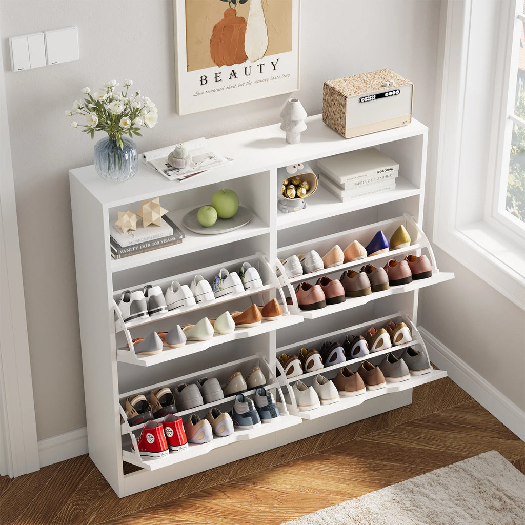 Shoe Storage Cabinet with 4 Flip Drawers
