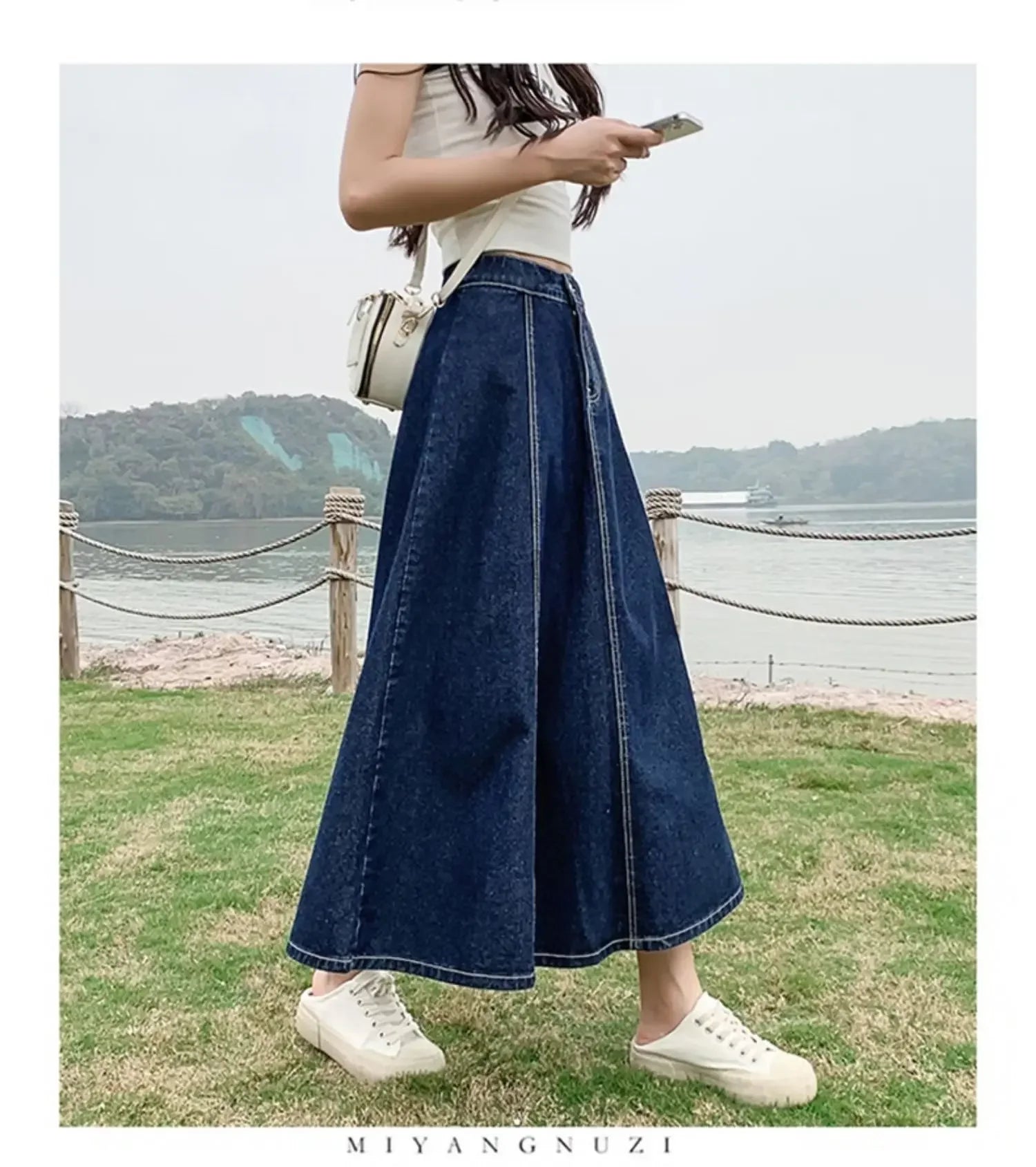 High-Waisted Jean Skirt