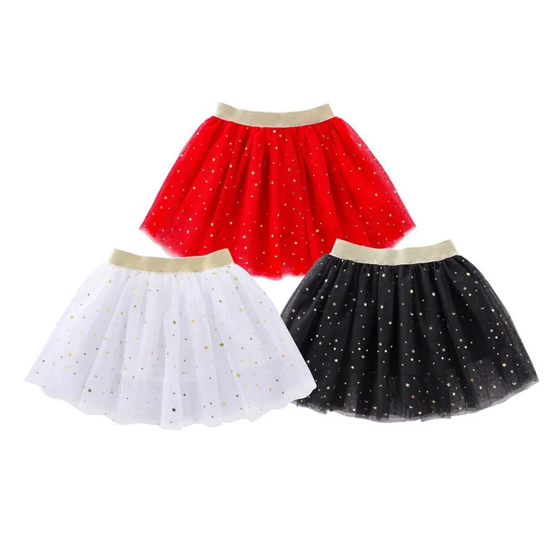 1pcs Summer Children Princess Skirts Baby Tutu Skirt Kids Star Glitter Dance Sequin Birthday Party Skirt Girl Ballet Short Skirt