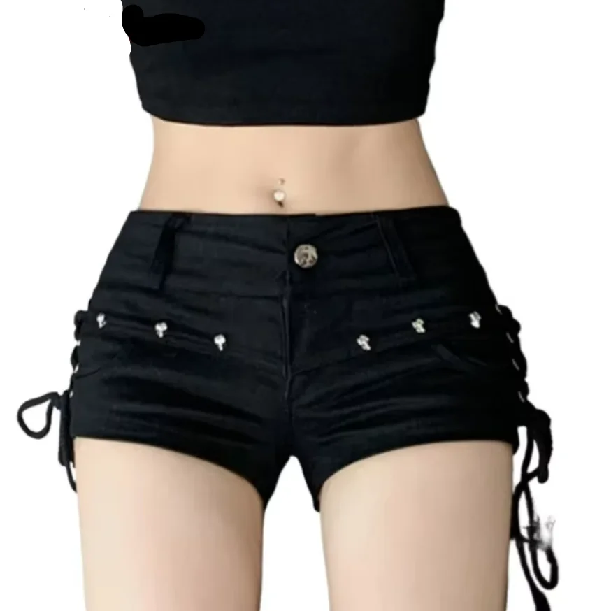 Retro Black Denim Shorts