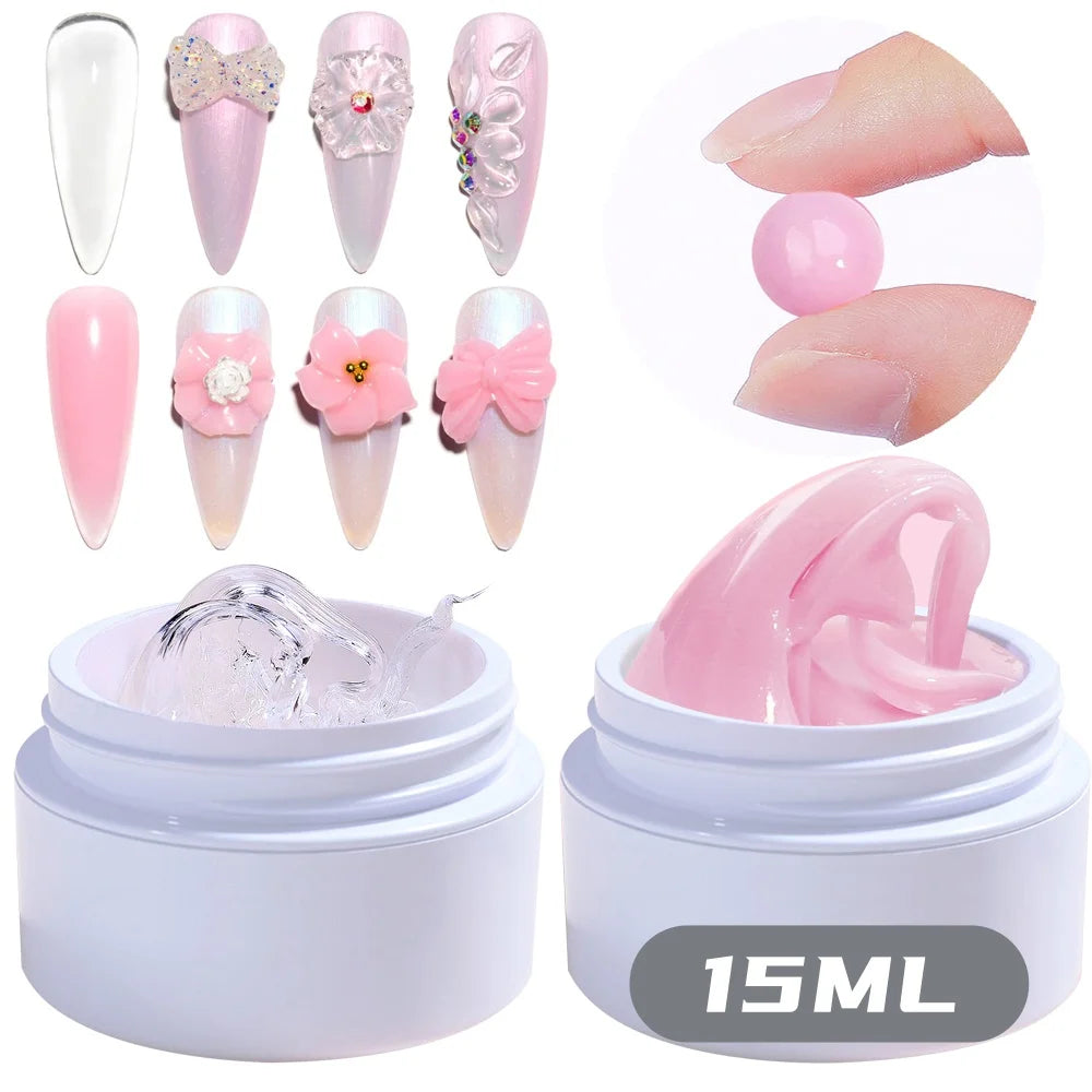 1 Jar White 3D Shaping Carving Non Stick Hand Extension Gel Nail Polish For Flower DIY Nail Art Extension Acrylic Nails Tools