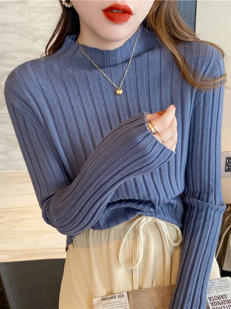 Knitted Ribbed Turtleneck Sweater