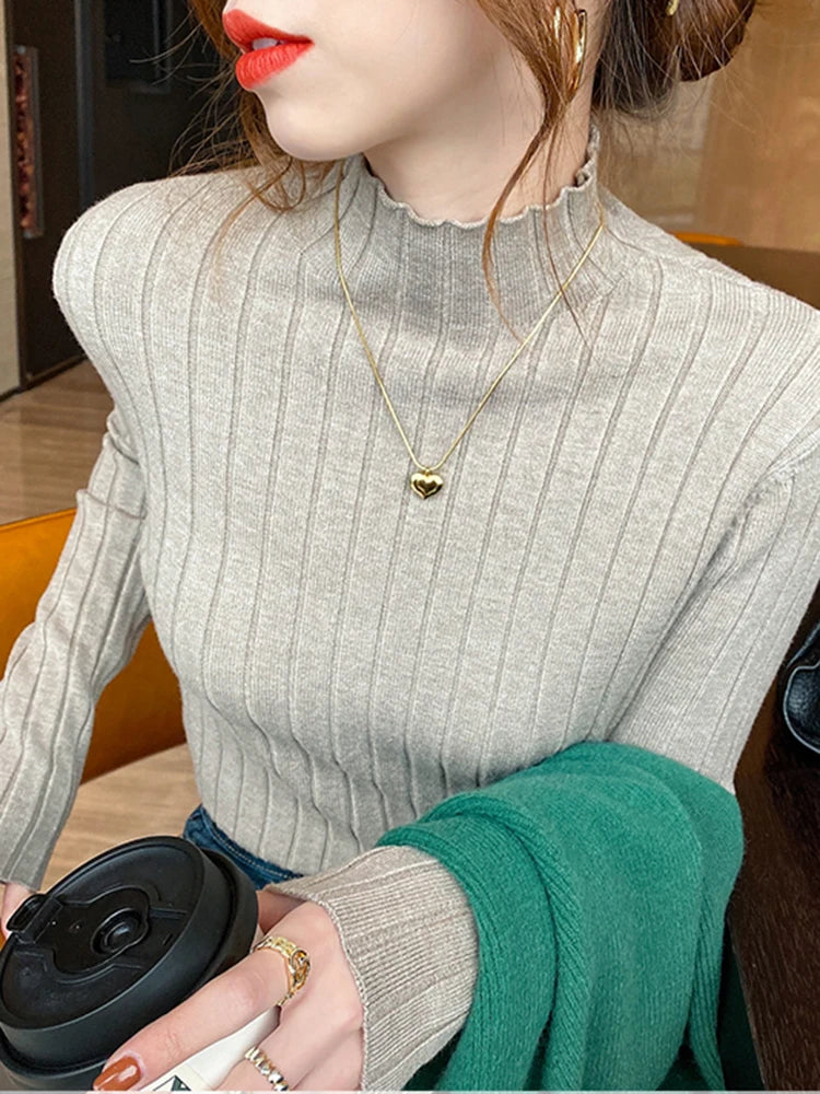 Knitted Ribbed Turtleneck Sweater
