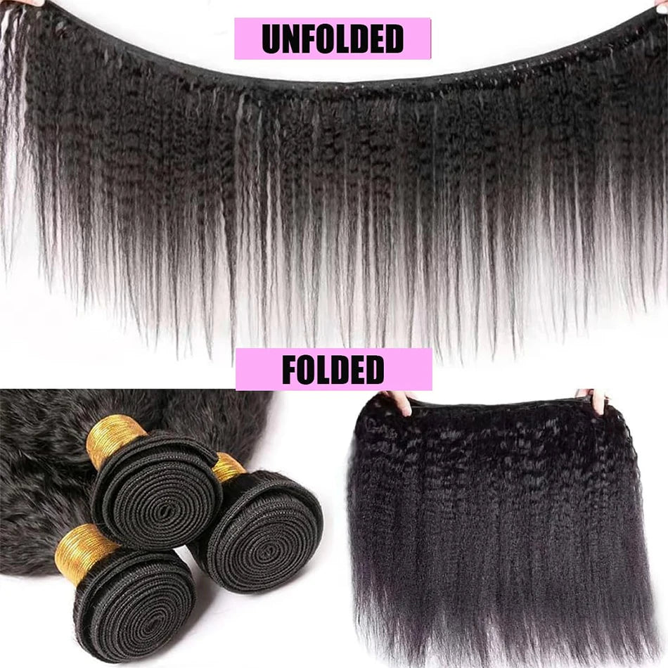 Peruvian Yaki Straight Hair Bundles 100% Human Hair Extensions Kinky Straight Virgin Hair Weave Bundles Deal Double Weft Bulk
