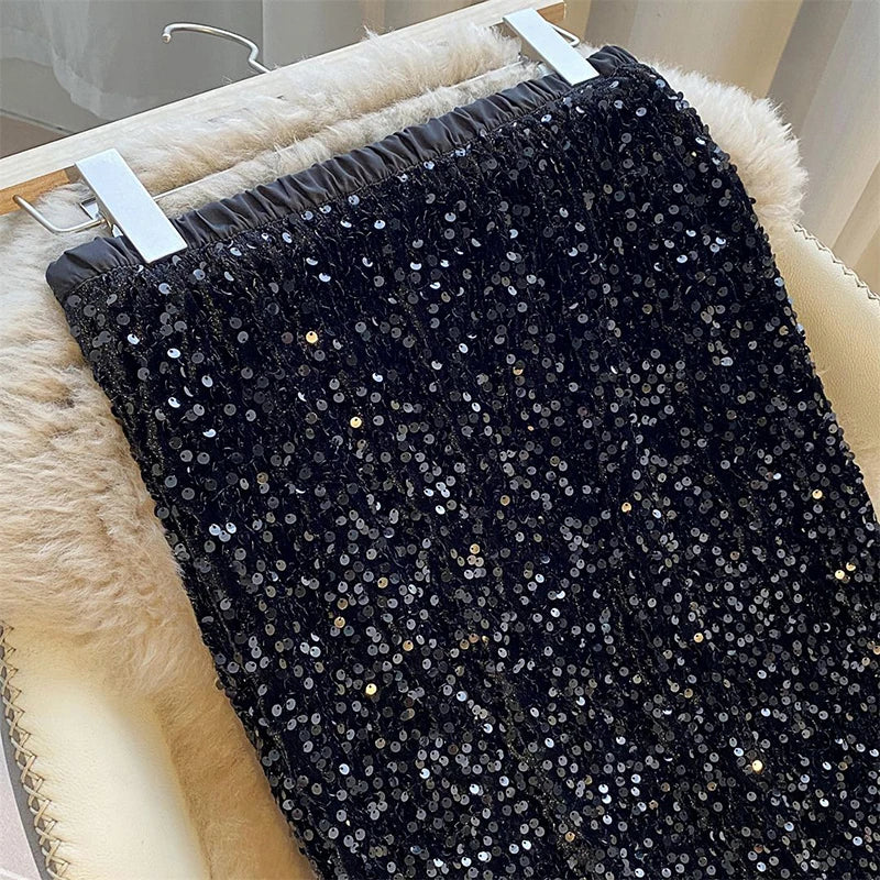 Sequin Decorate Midi Skirt