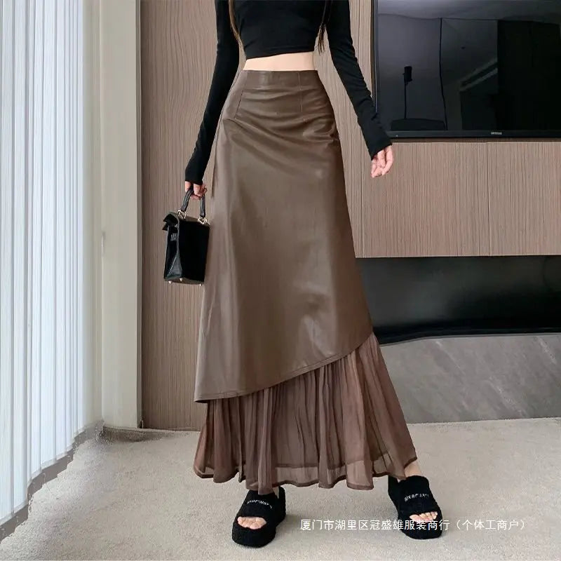 Scarf Slim Knitted Sweater+Irregular Half Skirt Two Piece Set