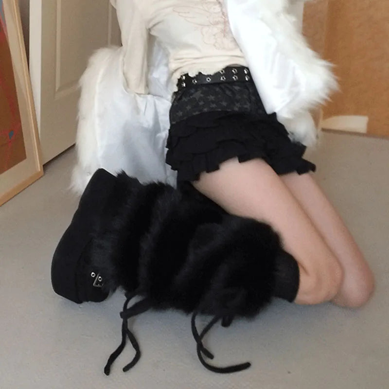 Faux Rabbit Fur Leg Warmers