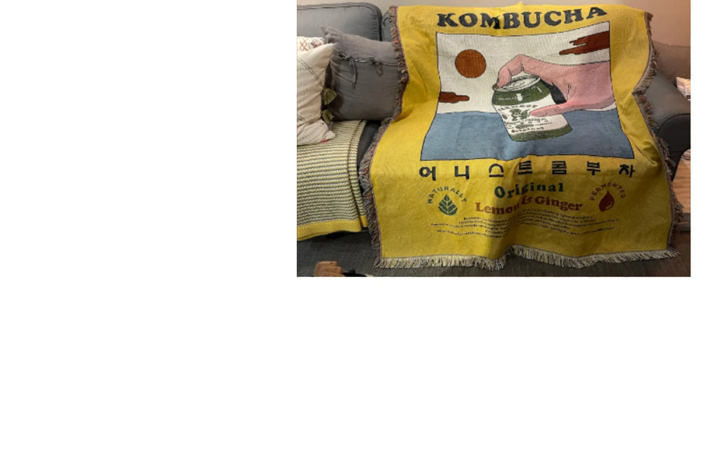 Ins Kombucha Illustration Cartoon Throw Blanket